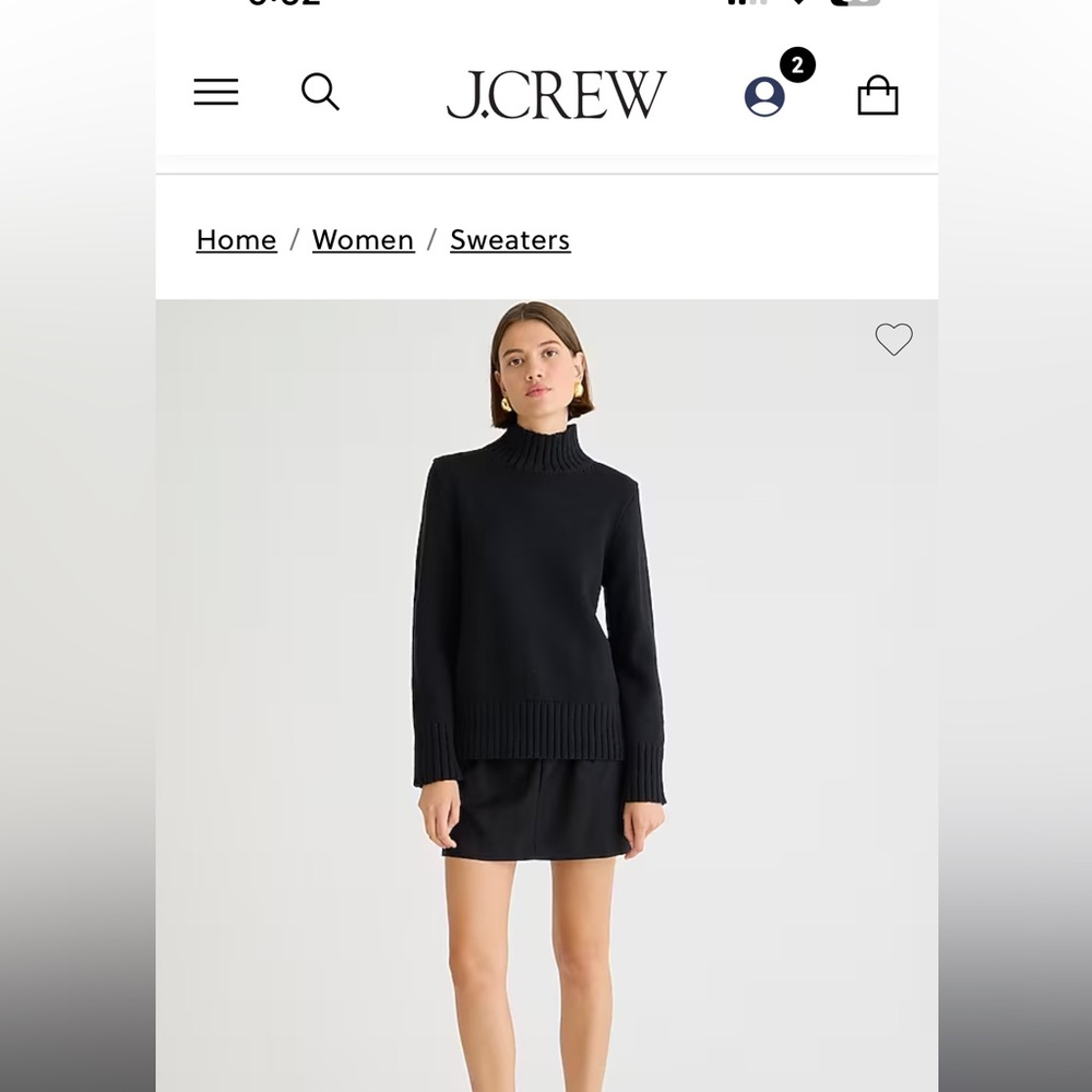 Black J Crew Women’s XL cotton turtleneck sweater long sleeve NWT